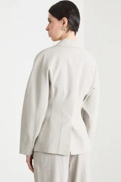 Blazer aderente con piccolo rever - Grigio