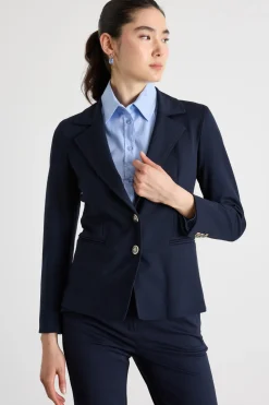 Blazer aderente in jersey - Blu