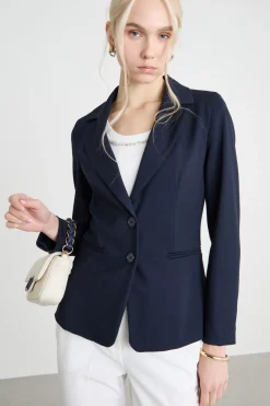 Blazer aderente in jersey - Blu
