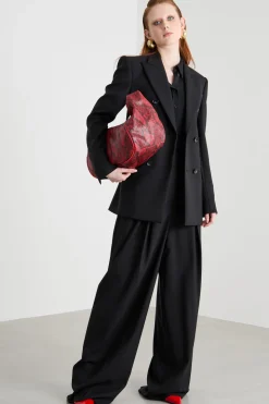 Blazer aderente in lana stretch - Nero