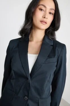 Blazer aderente in raso - Blu