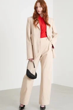 Blazer aderente in twill - Beige