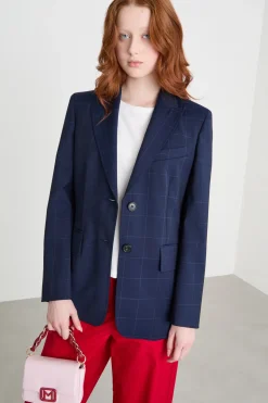 Blazer a quadri - Blu