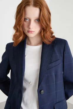 Blazer a quadri - Blu