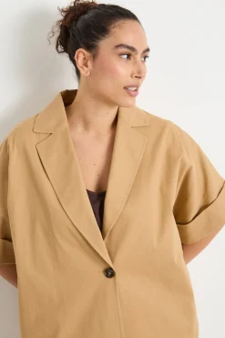 Blazer boxy con ampie maniche - Cammello