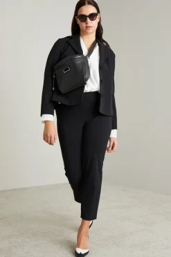 Blazer boxy in jersey compatto - Nero