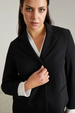 Blazer boxy in jersey compatto - Nero