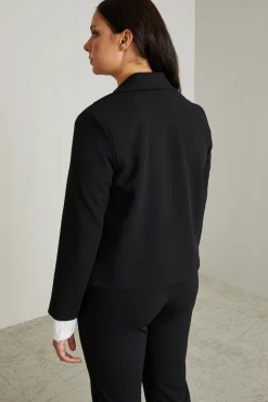 Blazer boxy in jersey compatto - Nero