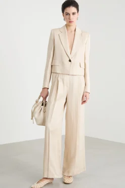 Blazer boxy in twill - Beige