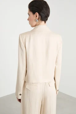 Blazer boxy in twill - Beige