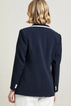 Blazer con bordi a contrasto - Blu Bianco