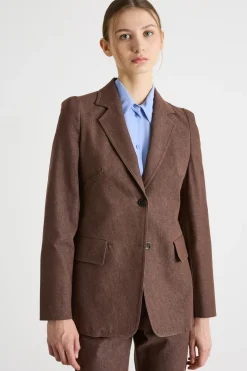 Blazer con bottone singolo - Marrone