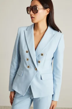Blazer con bottoni in metallo - Celeste
