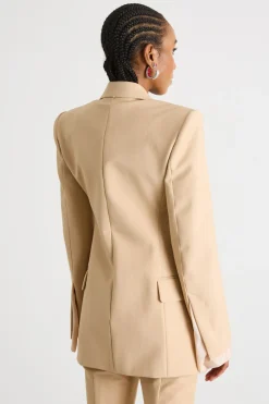 Blazer con chiusura diagonale - Cammello