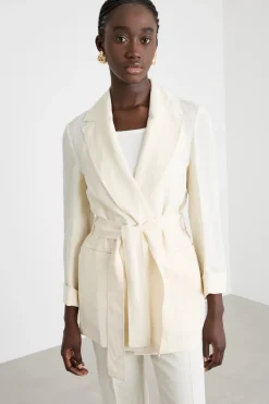 Blazer con cintura - Bianco