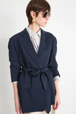 Blazer con cintura - Blu Notte
