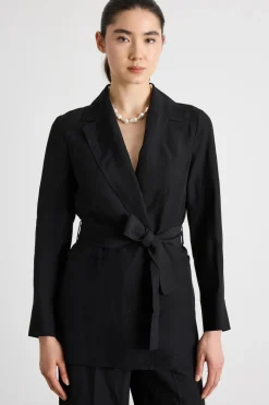 Blazer con cintura - Nero