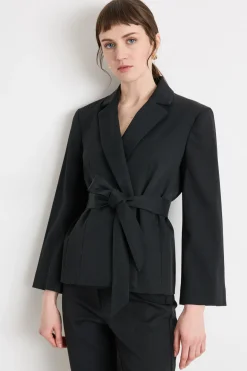 Blazer con cintura - Nero