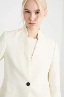 Blazer con collo montante - Bianco