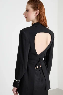 Blazer con cut-out e cintura - Nero