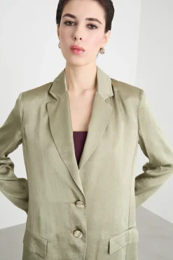 Blazer con effetto crinkle - Verde