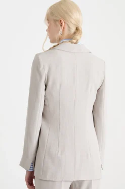 Blazer con fusciacca laterale - Beige