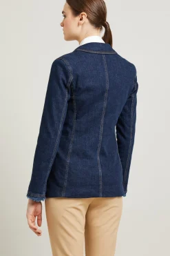 Blazer con profili sfrangiati - Blu Denim