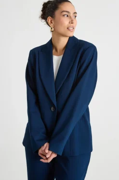 Blazer con rever a lancia - Blu