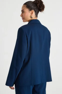Blazer con rever a lancia - Blu