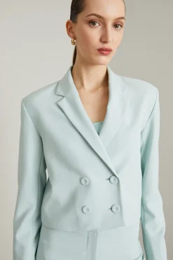 Blazer corto in cady - Azzurro