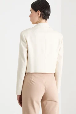 Blazer crop gessato - Avorio
