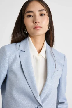 Blazer crop laminato - Azzurro