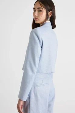 Blazer crop laminato - Azzurro