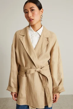 Blazer destrutturato con cintura - Beige