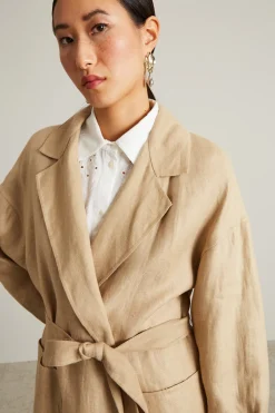 Blazer destrutturato con cintura - Beige