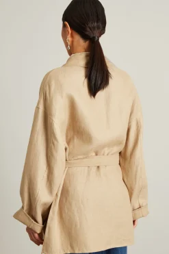 Blazer destrutturato con cintura - Beige