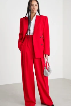 Blazer doppiopetto con abbottonatura nascosta - Rosso