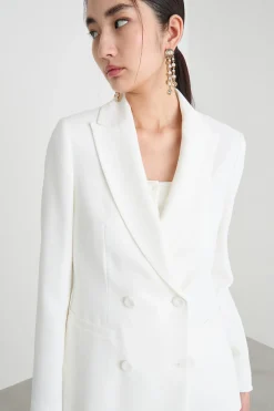 Blazer doppiopetto con bottoni rivestiti - Bianco