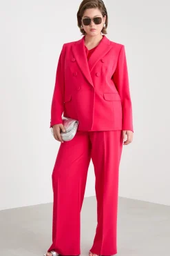 Blazer doppiopetto con bottoni rivestiti - Rosa