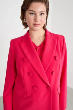 Blazer doppiopetto con bottoni rivestiti - Rosa