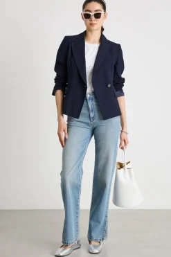 Blazer doppiopetto con chiusura diagonale - Blu