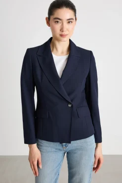 Blazer doppiopetto con chiusura diagonale - Blu