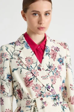Blazer doppiopetto con cintura - Bianco