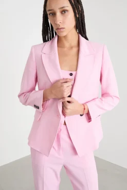 Blazer doppiopetto con maxi rever a lancia - Rosa