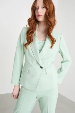 Blazer doppiopetto con maxi rever a lancia - Verde