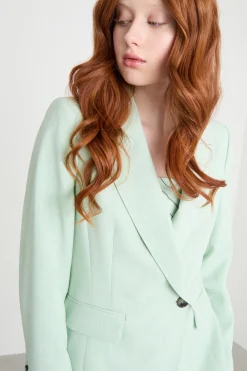 Blazer doppiopetto con maxi rever a lancia - Verde