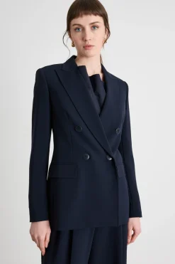 Blazer doppiopetto con maxi rever - Blu