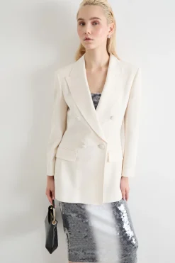 Blazer doppiopetto con rever a lancia - Bianco