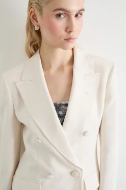 Blazer doppiopetto con rever a lancia - Bianco