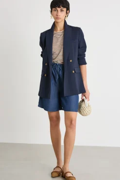 Blazer doppiopetto con rever a lancia - Blu
